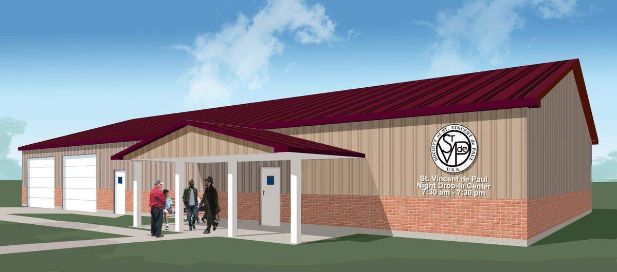 This is an artist’s rendering of the Society of St. Vincent de Paul’s overnight drop-in center that is under construction in East St. Louis.