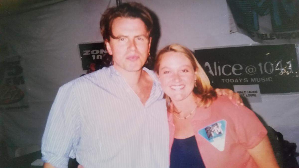 Courtney Landrum with teen crush John Taylor of Duran Duran at 1998 MTV Music Awards.