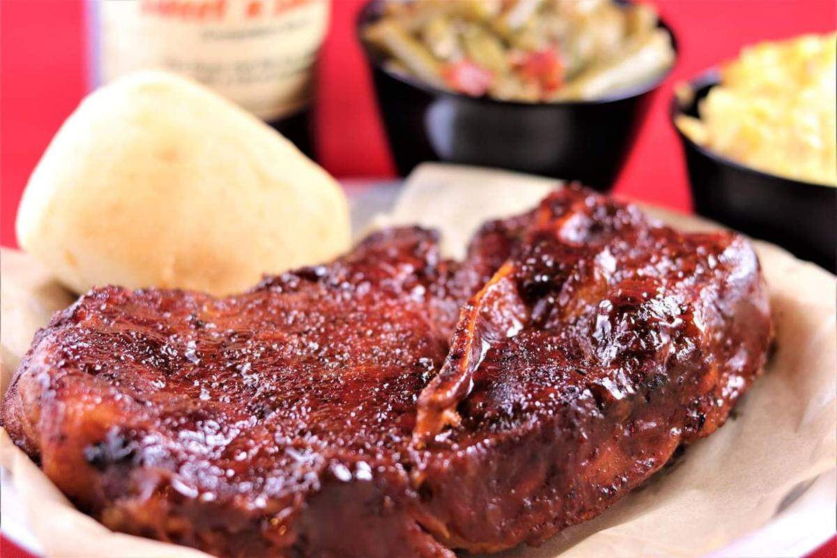 Doc’s Smokehouse in Edwardsville serves a two-pound pork steak that’s an inch and a half thick but tender enough to cut with a spoon, according to the owner.