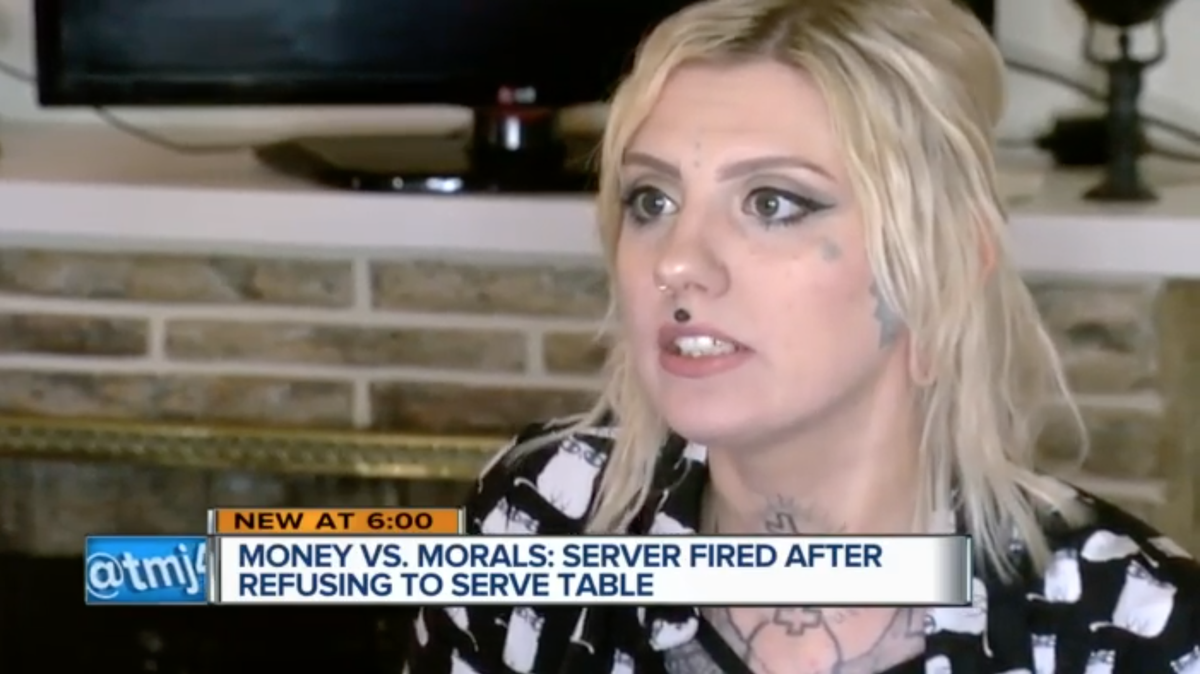 Brittany Spencer, a waitress at Fat Joe’s in Wisconsin, says she was fired for refusing to serve a couple making demeaning comments about trans people.