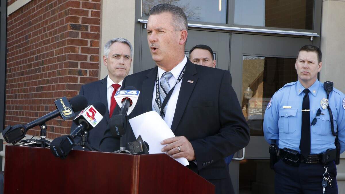 Jeff Connor, chief deputy commander on the Illinois side for the Major Case Squad of Greater St. Louis, speaks at a March 18 news conference on the murders of an Edwardsville couple.