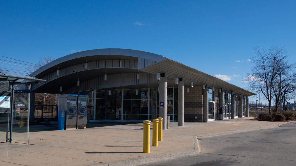 Outside the MetroLink station in Belleville, Ill. on Dec. 26, 2023.