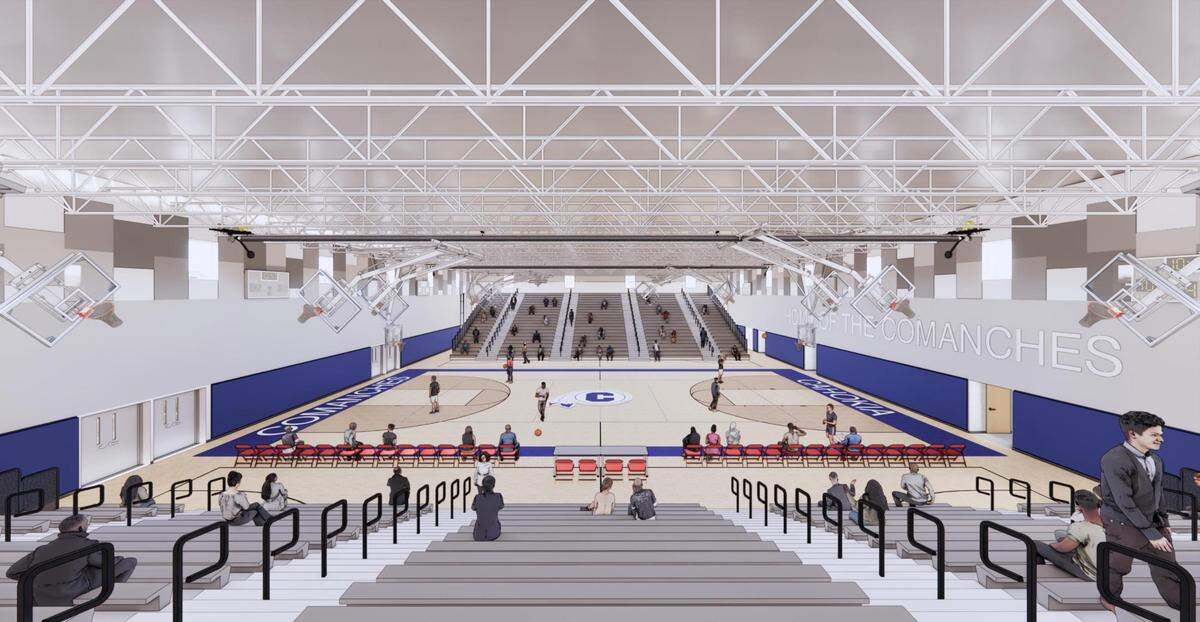 This rendering shows what the main gym in the new Cahokia High School will look like.