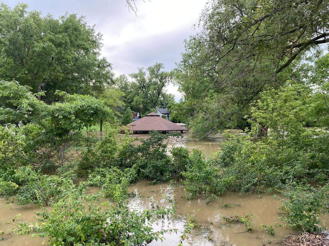 Flooding at Hough City Park in Belleville, Ill., on July 16, 2024.
