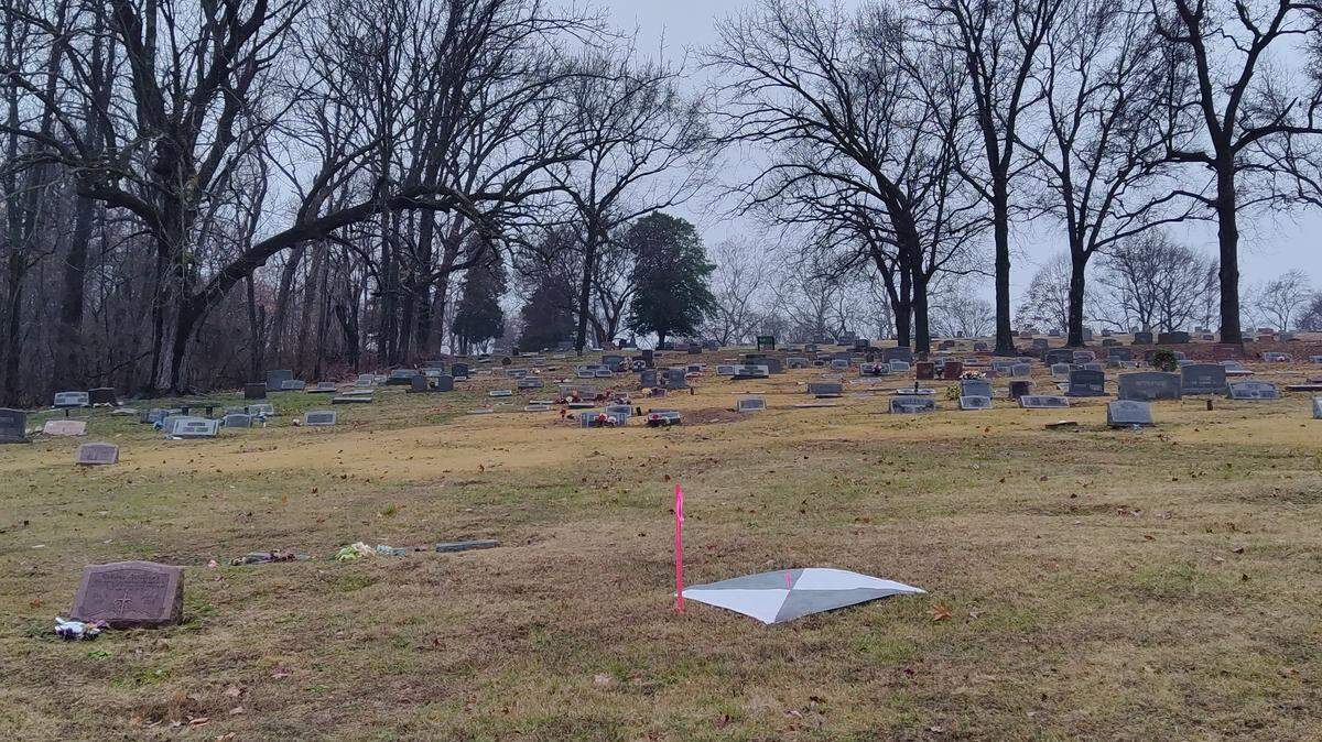 Mount Hope Cemetery in Belleville is dotted with aerial targets used for drone surveying and mapping in preparation for construction of a solar farm in woods behind the burial grounds. Opponents say that’s illegal.