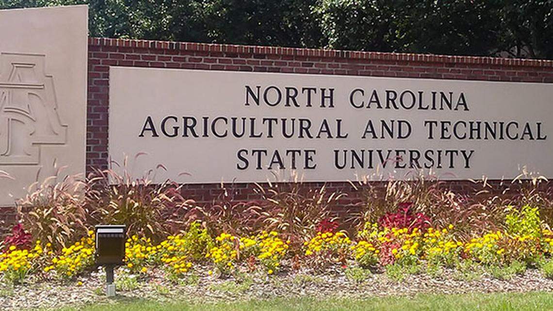 NC A&T State University campus sign.