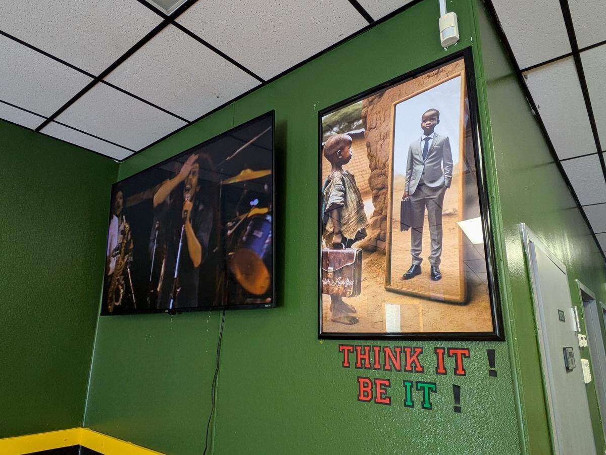 Wall art at Hangover Social includes the image on the right. Owner Bevin Brown said this is his favorite and reminds him of how far he’s come in his life.