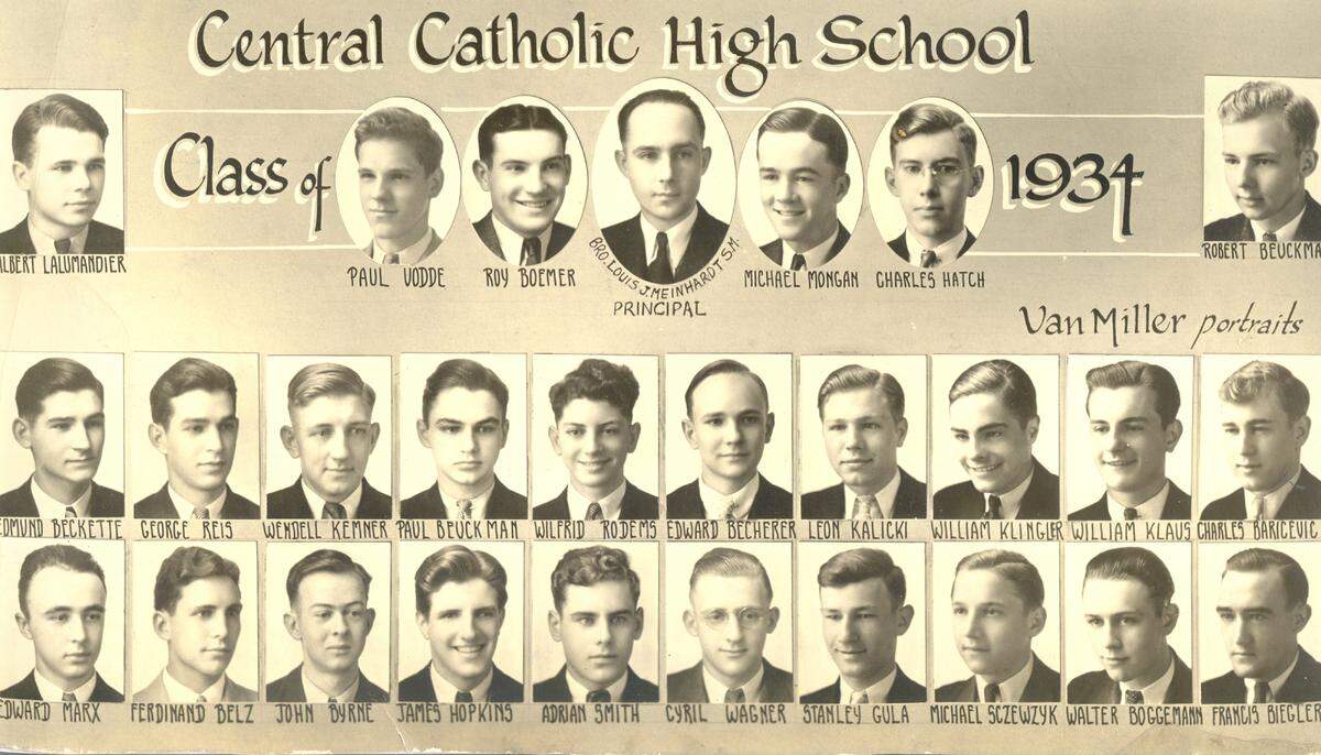 Brother Louis J. Meinhardt, center top, served as principal at Central Catholic High School in East St. Louis from 1933 to 1937.