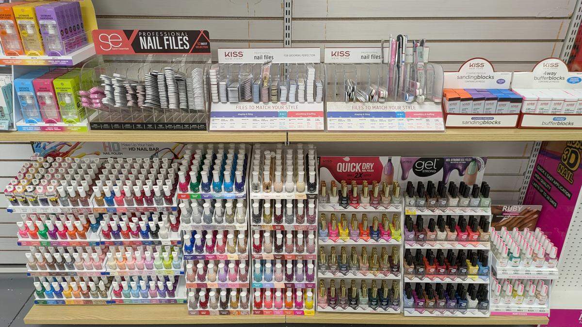 Manicure products and tools available at A&A Beauty in Belleville