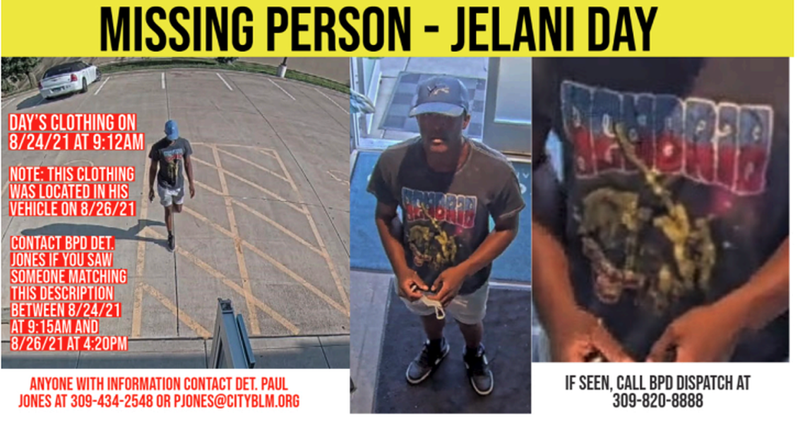 Jelani Day was last seen entering a retail store on Aug. 24, police said.