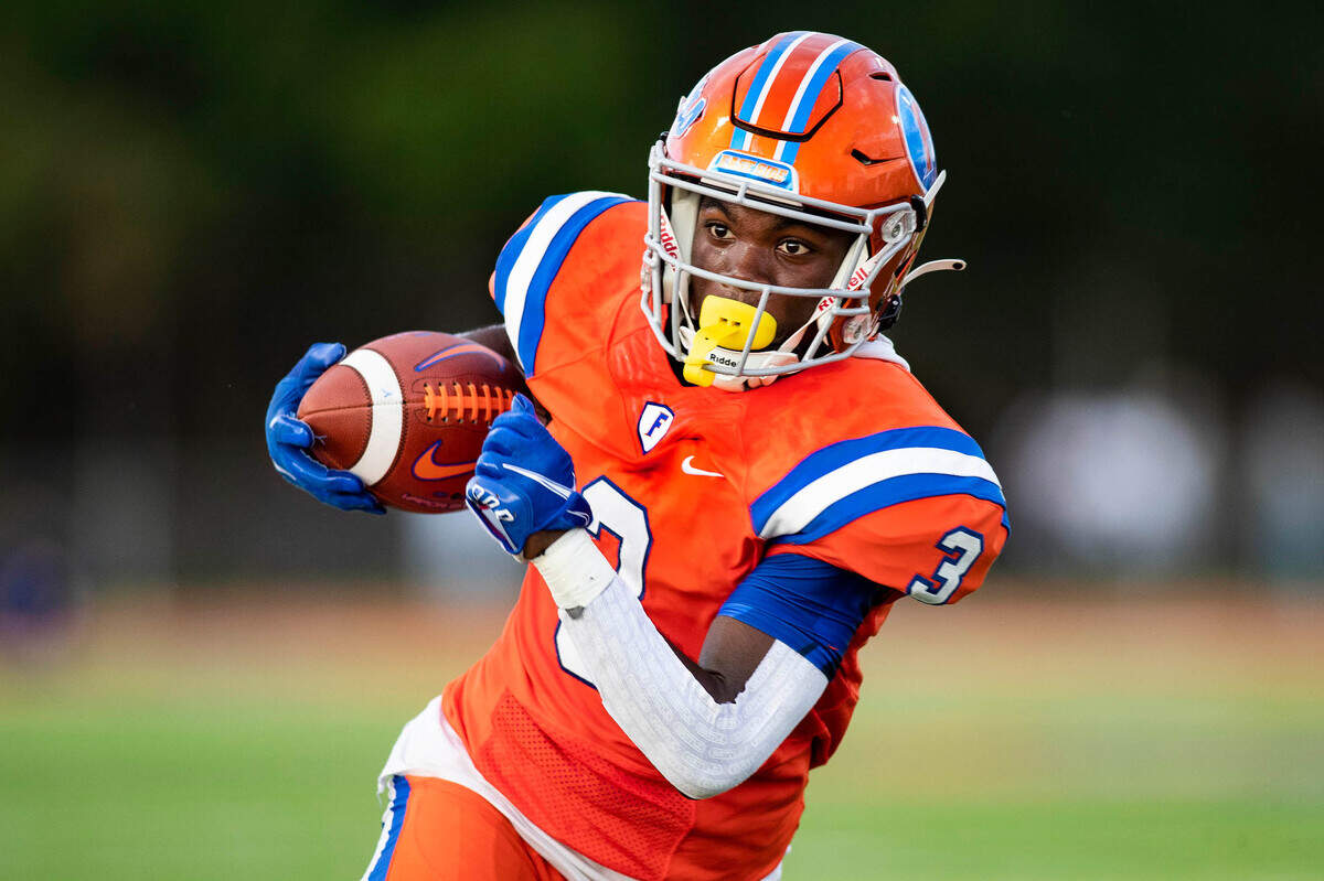 September 3, 2022 - East St. Louis, IL - East St. Louis running-back Christopher Bennett Jr. carries the ball for a touchdown during the annual Gateway Scholars Football Classic football game between CBC and East St. Louis. East St. Louis went on to a 64 to 19 win. [Photo: Chris Johns]