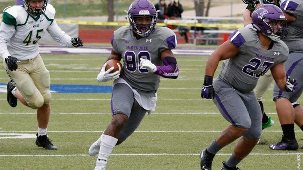 Matt Cole tries to drive forward in McKendree’s loss to Missouri S&T.