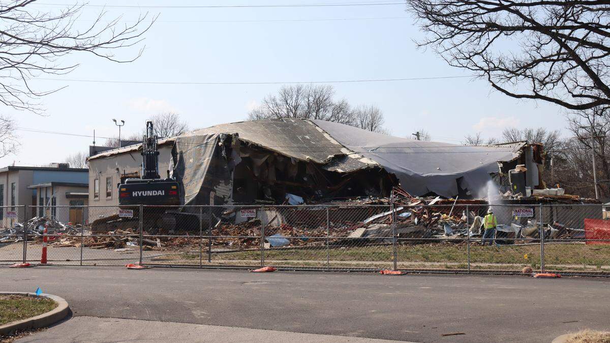 Demolition of O’Fallon’s Katy Cavins Center took place this week.