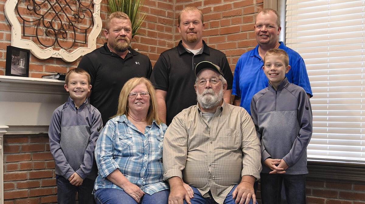 Front: Judy and Ed Heimann. Middle: Chase and Blake Heimann. Back: Brian, Jim and Don Heimann