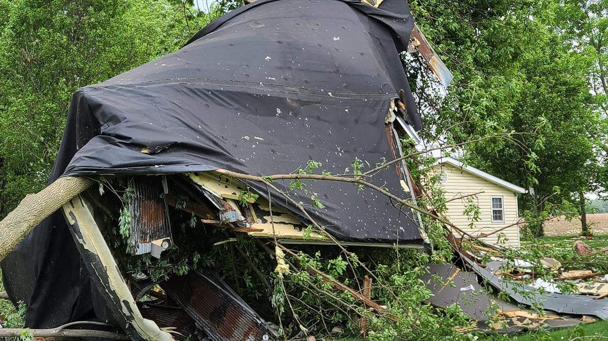 The St. Clair County Emergency Management Agency identified damage in the Lebanon area from severe weather Thursday evening.