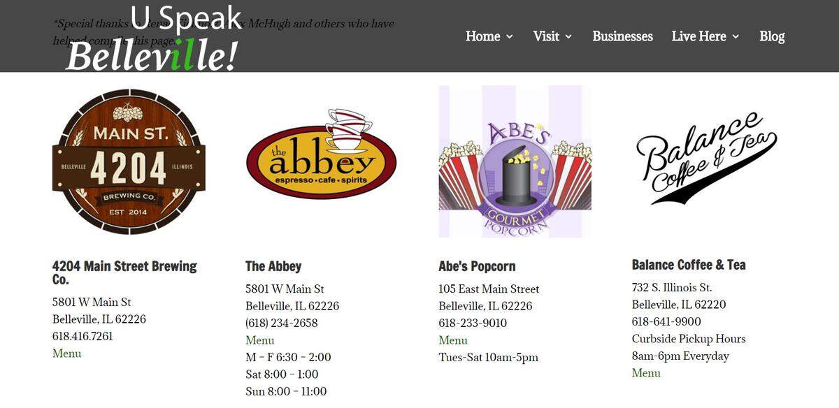 Here are listings for four of the 23 restaurants that advertise their carryout or delivery services on the U Speak Belleville! website. Others can join them at no charge.