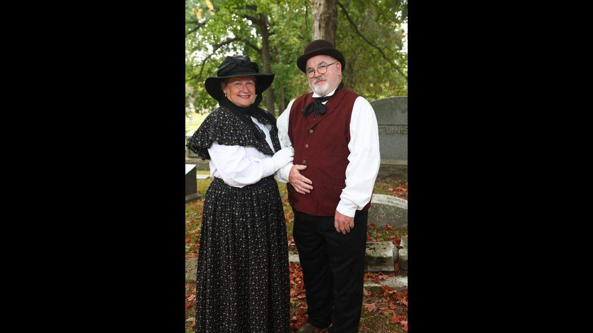 The annual Vintage Voices tours, held in the Alton Cemetery, are returning on the following dates: Oct. 7- 8, 14-15. Tours will leave the cemetery gate every 15-20 minutes between noon and 2:30 p.m. The non-walking performance will be held on Oct. 15 at Lovejoy Event Center. Pictured: Mary Sargent Dodge and Joseph True Dodge anxiously awaiting your visit to Vintage Voices.