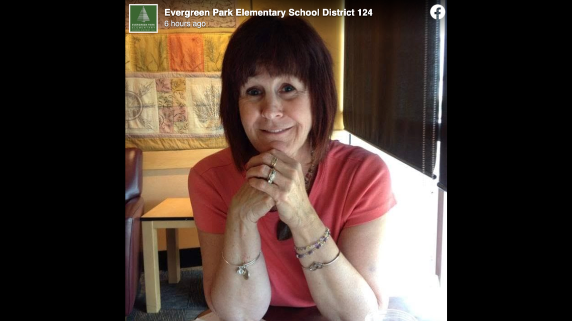 Retired special education teacher Denise Huguelet was killed in a shooting on the Dan Ryan Expressway in Chicago Screengrab from Evergreen Park Elementary School District 124 on Facebook.