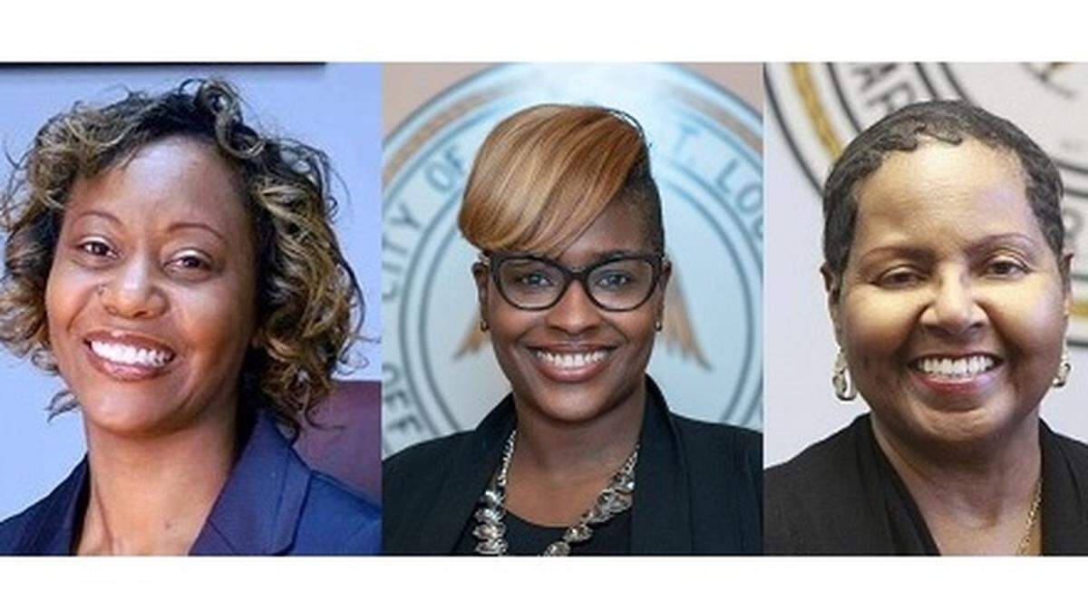 East St. Louis Mayor Emeka Jackson-Hicks, City Manager Daffney Moore and Treasurer Charlotte Moore