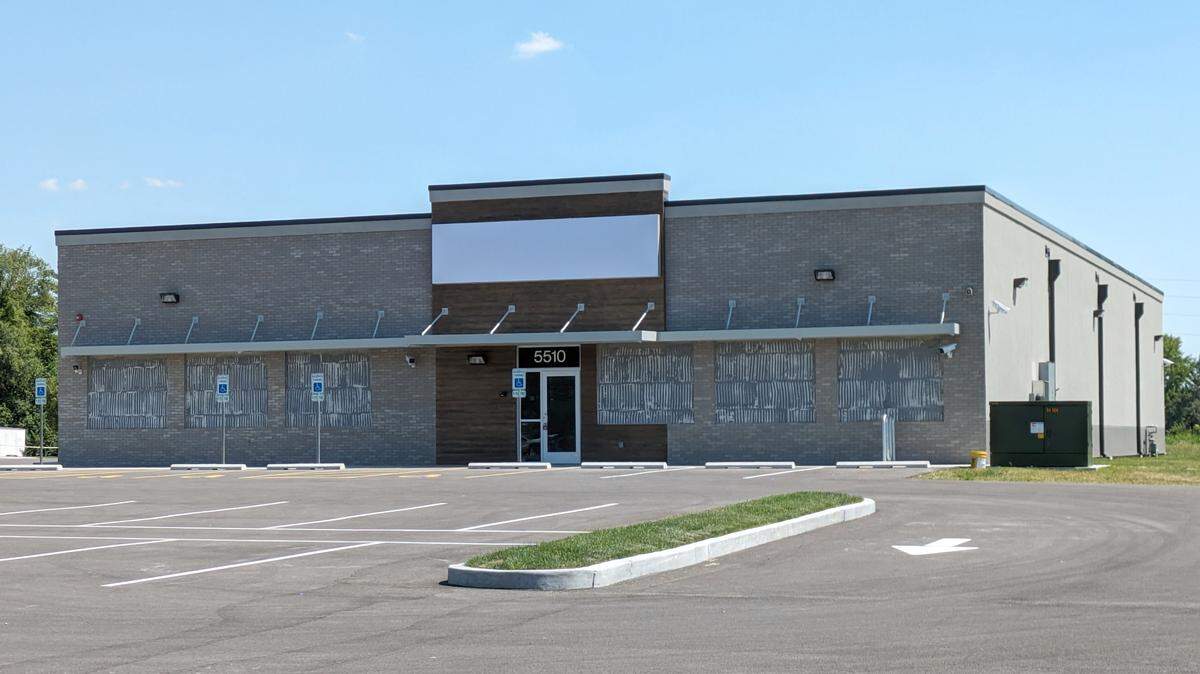 Construction for a new plasma donation center at 5510 North Belt West in Belleville nears completion.