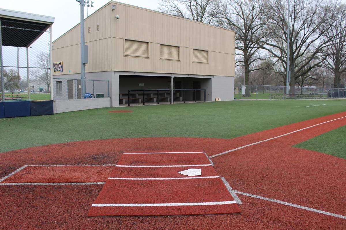 The press box on the third-base side of Blazier Field at O'Fallon Community Park was built in 2007 with a home-team dugout, concession stand, ground-level storage and a large press box up top. The building is being investigated by the Illinois attorney general's office because additions made in 2010 made it noncompliant with state accessibility laws.