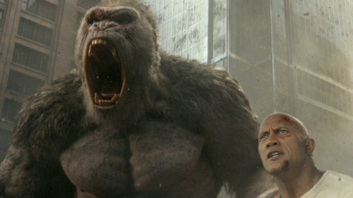 Dwayne "The Rock" Johnson plays primatologist Davis Okoye in the new movie “Rampage.”
