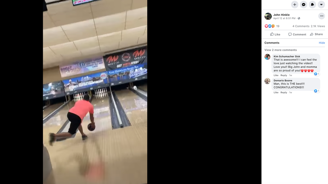 John Hinkle bowled a perfect game in Peoria, Illinois, after using some of his father’s ashes to plug a hole in his bowling ball.