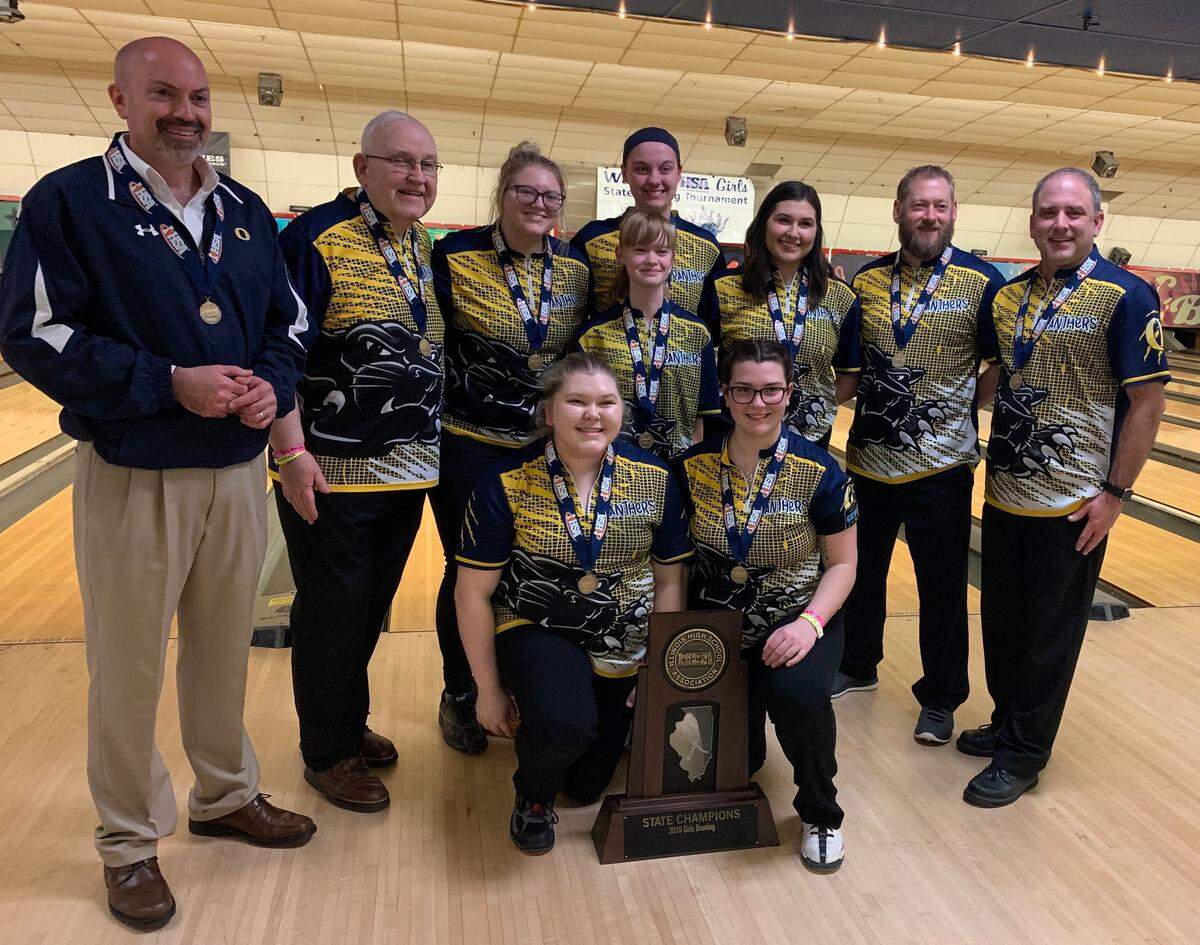 The O’Fallon Panthers bowling team won the IHSA girls state title Saturday at Cherry Bowl in Rockford, Ill.