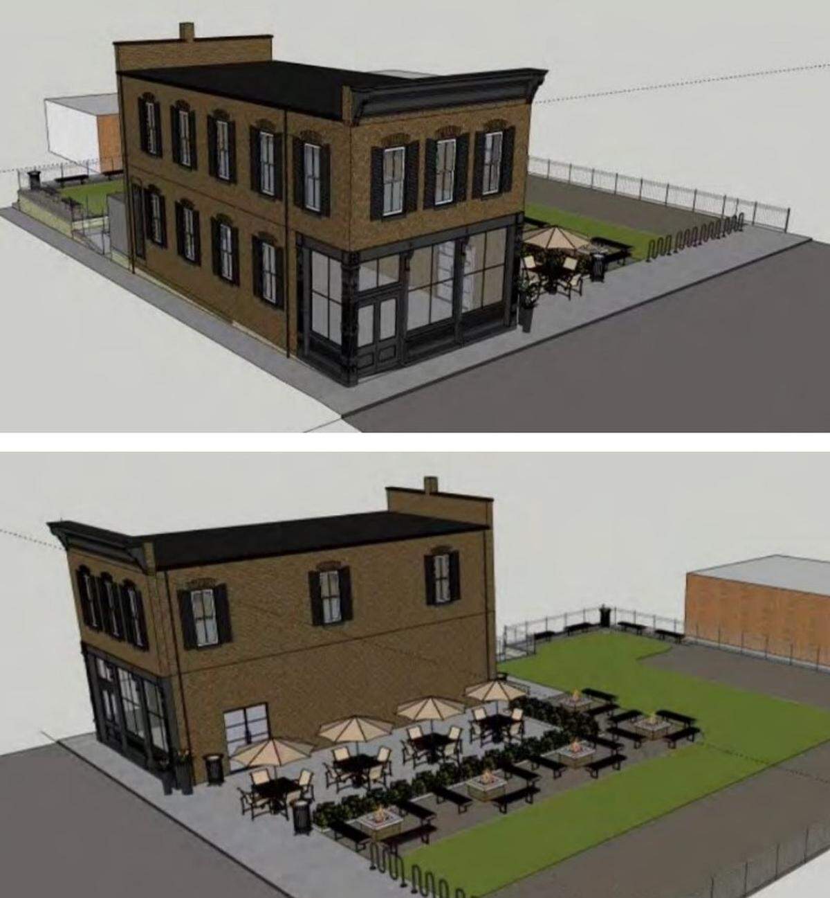 These artist renderings show what developer Kathy Mordini and her daughter, Kinsey Mordini, were planning for the building at 123-127 Mascoutah Ave. in Belleville before a deal with the city collapsed last year.
