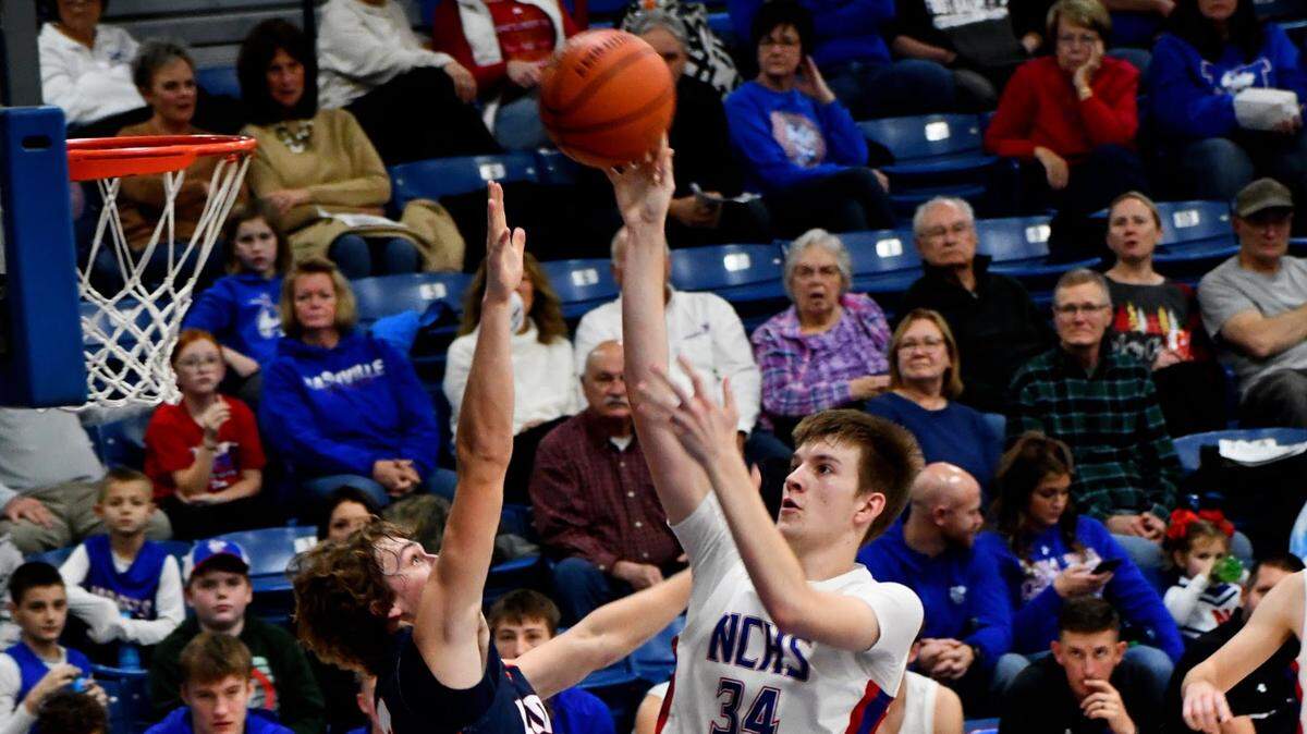 Nashville High School’s Bennett Briles goes up for a shot during a game this season. Briles is the winner of this week’s Belleville News-Democrat Boys Player of the Week high school basketball poll, as selected by readers of bnd.com.​
