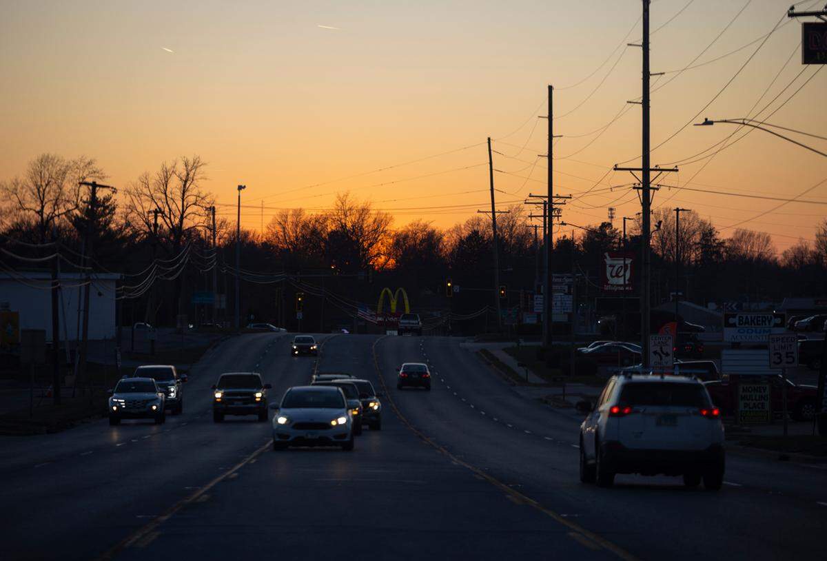 The sun sets over Anna, a town of about 4,000 people in southern Illinois.