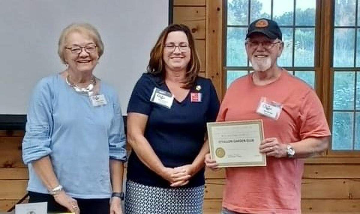 The O’Fallon Garden Club won a National Garden Club Award and a District 5 Honor for their fresh produce donations to the O’Fallon Food Pantry last summer. For 11 years, they have donated 3,000 pounds every season — more than any other garden club in the state. Pictured are officers, from left, Vice President Carolyn Sitzes, President Sarah Lambaria and Treasurer Robert Winkler.
