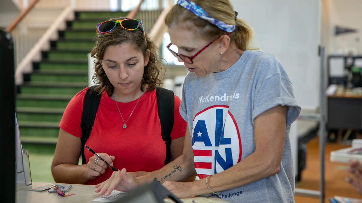 Students and faculty in Lebanon assisted helped register classmates to vote in this BND file photo from 2022.