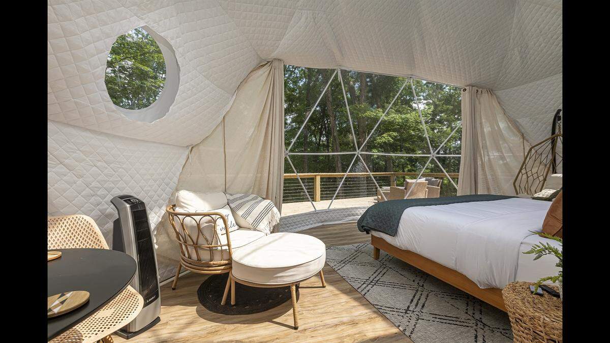 The “glamping dome” is located in southern Illinois.