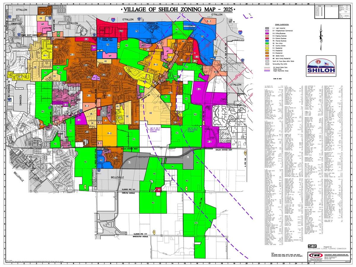 Group homes for individuals with disabilities are only allowed in multi-family districts, which are marked in pink on this zoning map from 2025, the latest available on the village website.
