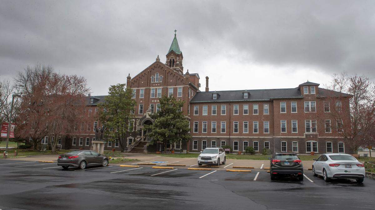 This file photo shows the 112,000-square-foot convent in rural Ruma that was vacated by the Adorers of the Blood of Christ in 2022. It includes the original 1867 structure and two additions, one built in 1890 and one in 1926.