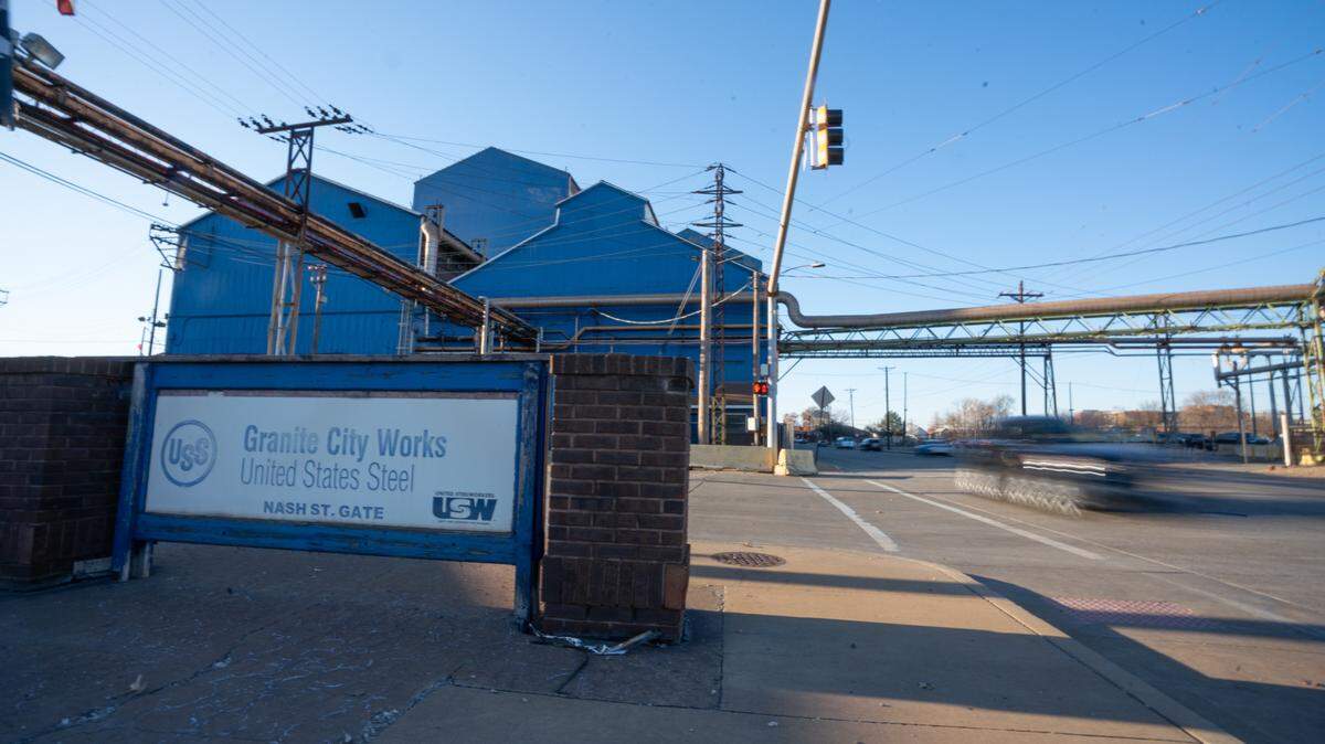 This is the exterior of the U.S. Steel plant in Granite City, Ill. on Nov. 28, 2023. U.S. Steel has announced a new round of layoffs at the plant.