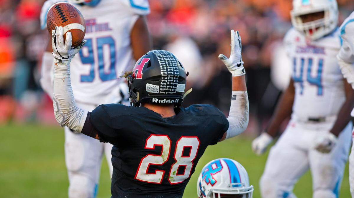  Highland Brady Feldmann as seen after his TD during Saturday’s game at Highland High School.
 