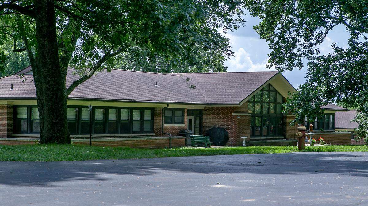 This building served as the dining hall for St. John’s Orphanage in Shiloh, which was later converted into housing for retired priests.