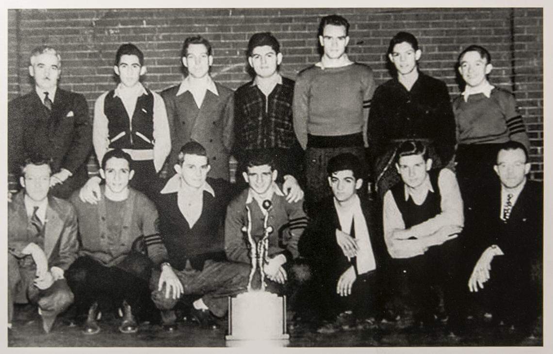 Members of the 1940 Granite City state championship basketball team included, top row, Emil Mueller, John Markarian, Ed Hoff, Sam Mouradian, Everett Daniels, Ebbie Mueller and Harold Brown; and bottom row, Byron Bozarth, Evon Parsaghian, Andy Phillip, Dan Eftimoff, Andy Hagopian, George Gages and Leonard Davis.