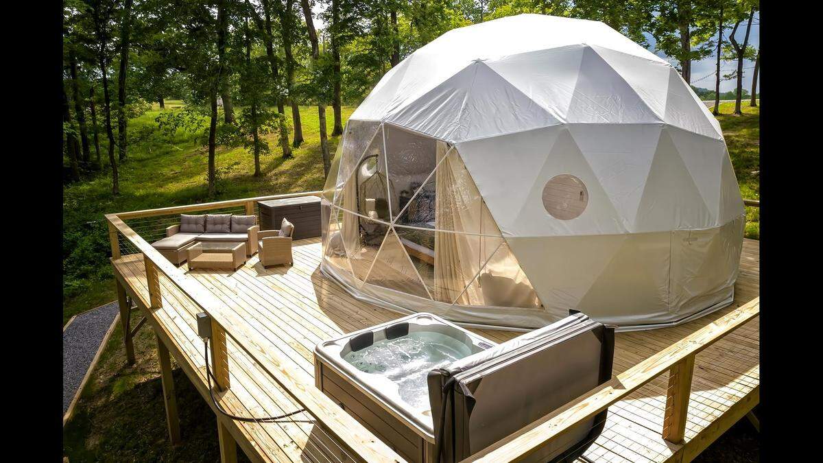 The “glamping dome” is located in southern Illinois.