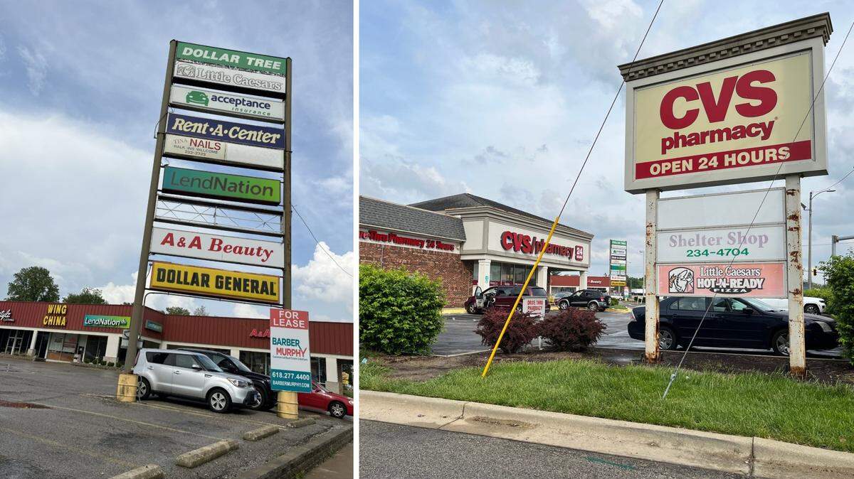 CVS Pharmacy and Bellevue Park Plaza shopping center, shown in this 2023 file photo, will be part of a new tax-increment-financing district in Belleville.