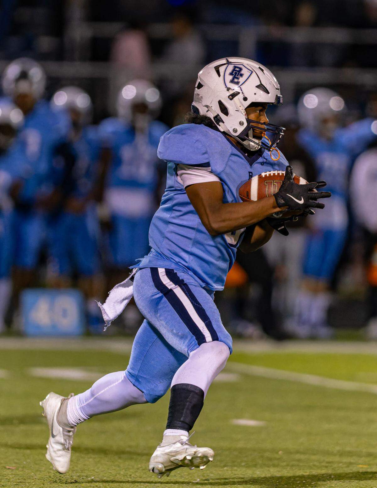 October 18, 2024 - Belleville IL, Belleville East Jaedon Beamon (0) runs the ball during FridayÕs Southwestern Conference matchup between Belleville East and Belleville West [Photo: Jimmy Simmons]