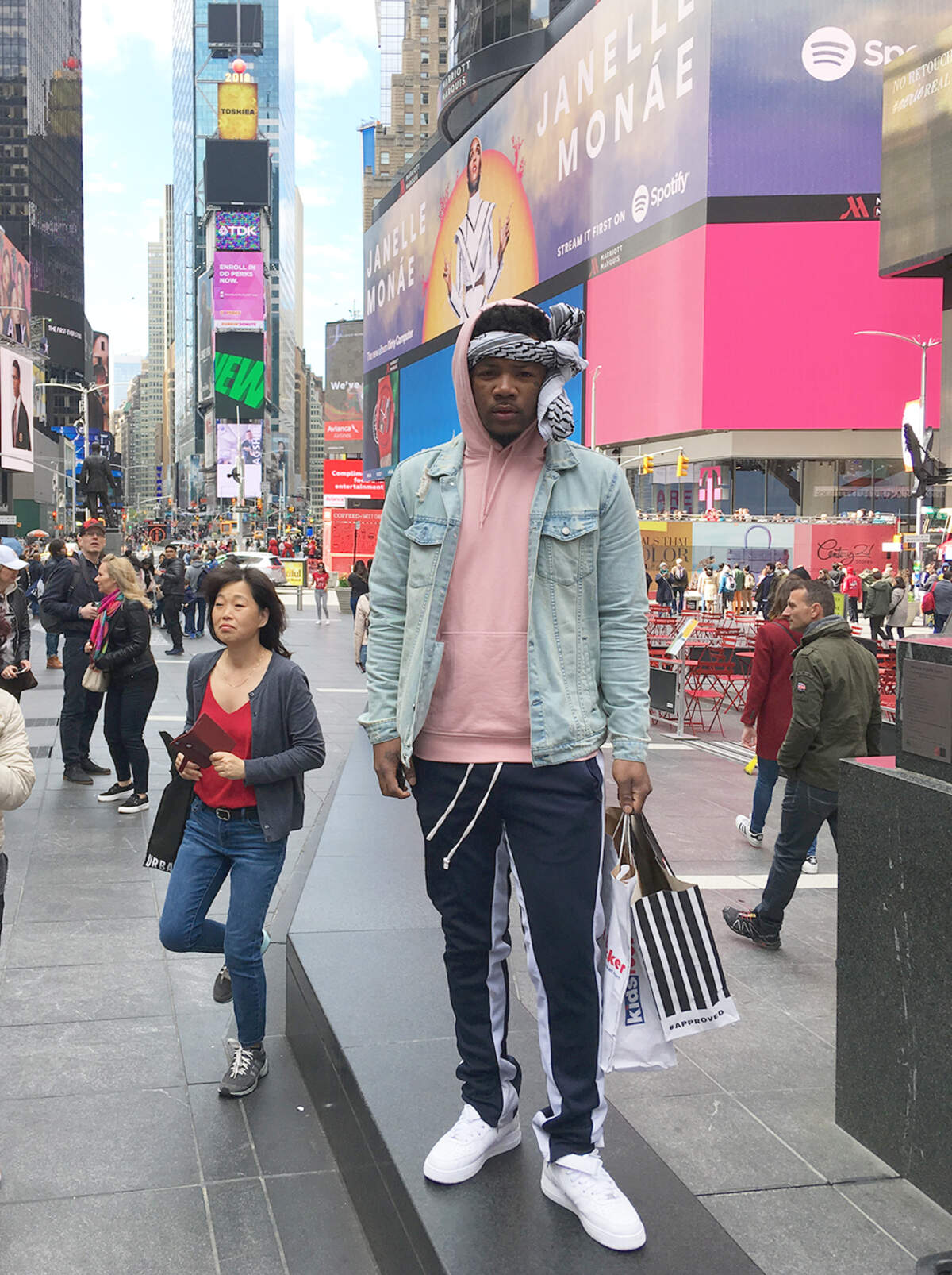 Marcell Cannon in Times Square, New York City.