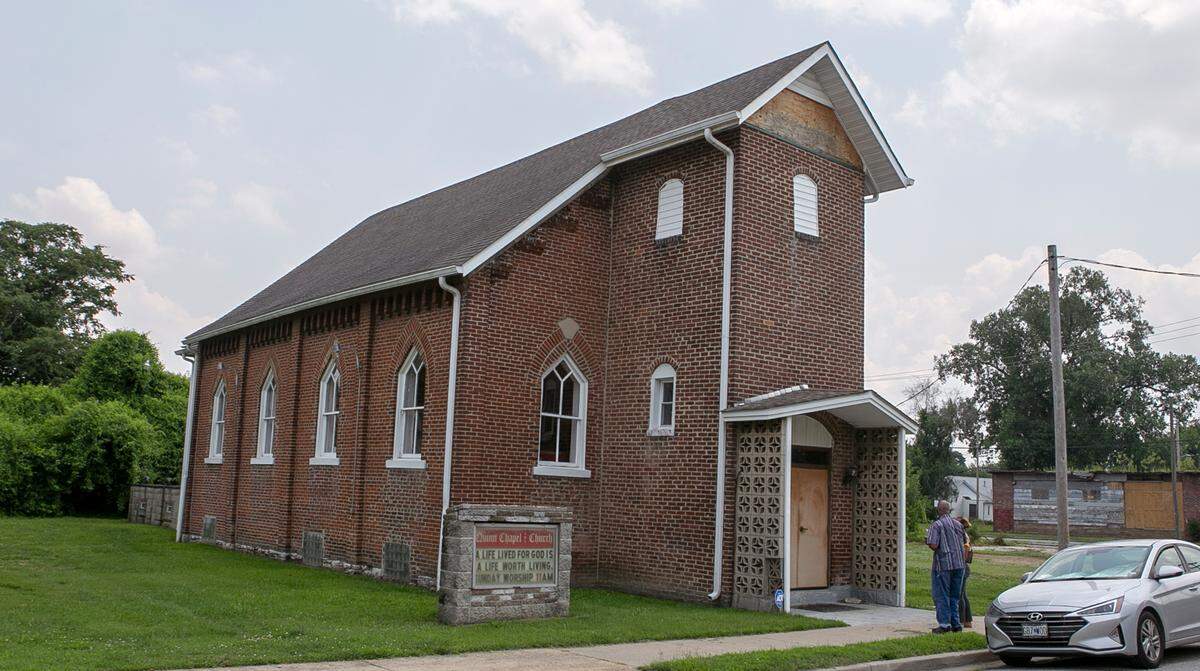 Quinn Chapel Church in Brooklyn, Illinois. The original church, that was located nearby, was part of the Underground Railroad.