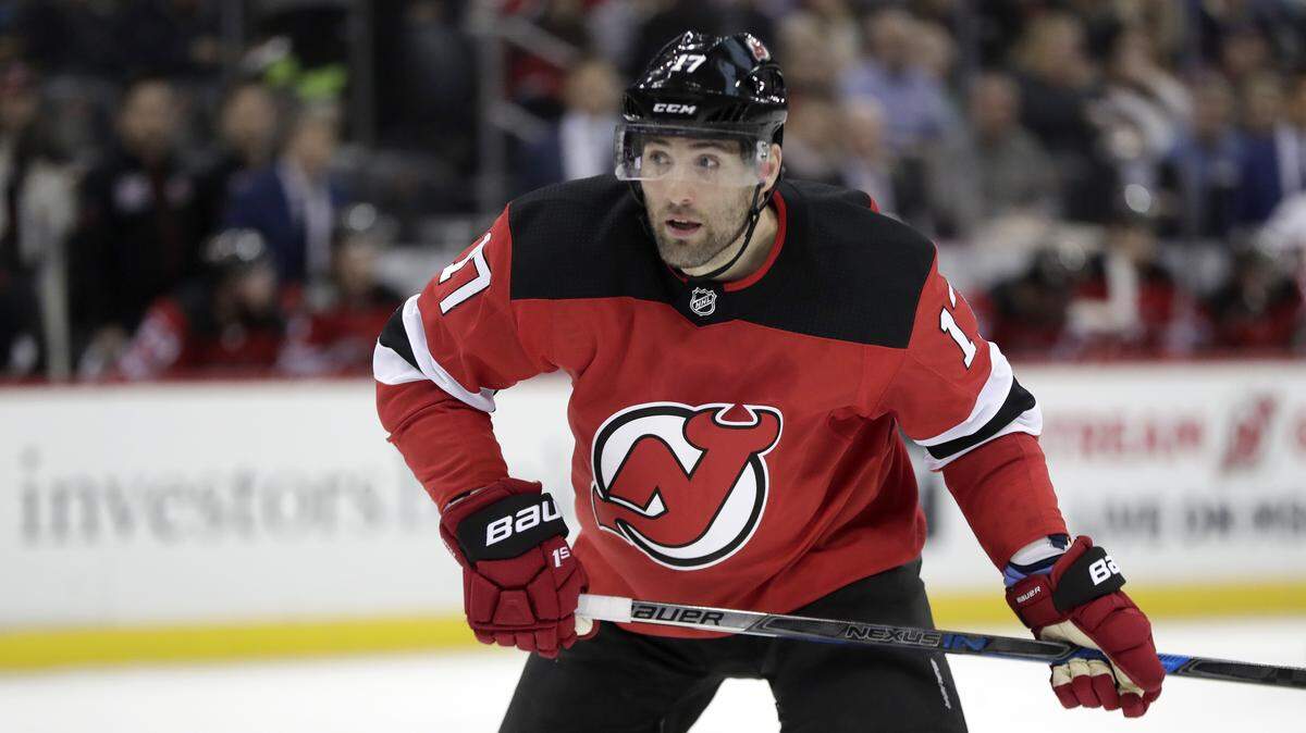 New Jersey Devils left wing Patrick Maroon skates against the New York Rangers during the second period of an NHL hockey game, Tuesday, April 3, 2018, in Newark, N.J. (AP Photo/Julio Cortez)