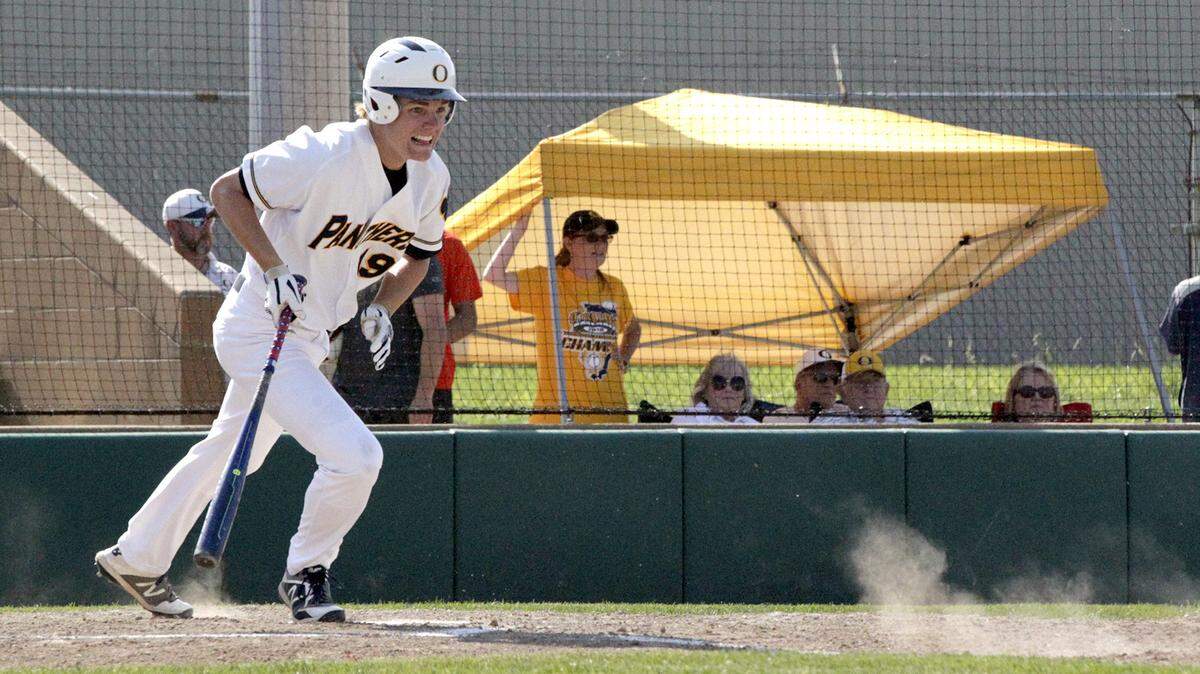 O'Fallon's Quinn Lowery makes contact in the Panthers' 5-0 win over Quincy on May 23 in the first round of the Edwardsville regional.