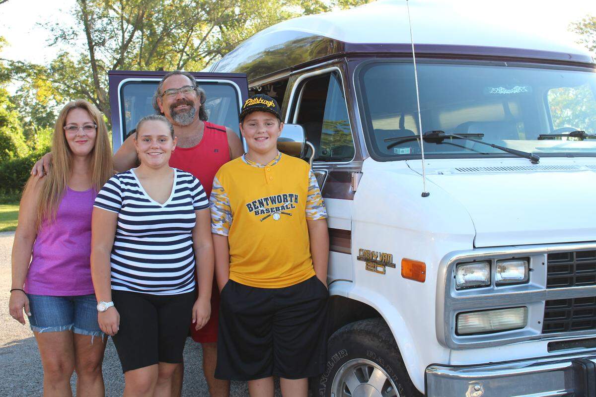 Lisa and David Gucker, of Pittsburgh, Pennsylvania, took their son, David Jr., 14, and daughter, Samantha, 15, out of school so they could join the Wild Cherry Van Run.