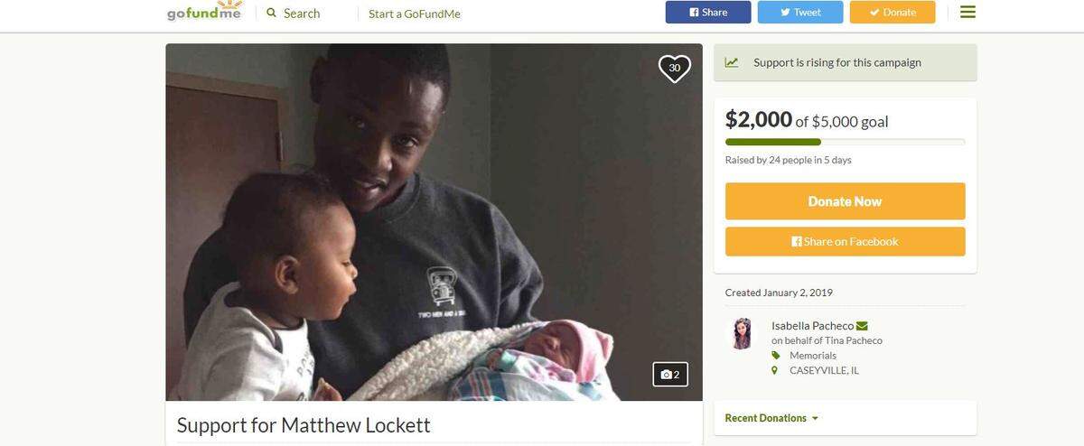 A GoFundMe page set up by a family friend had raised $2,000 as of Tuesday afternoon to help Matthew Lockett’s family pay funeral and burial expenses.