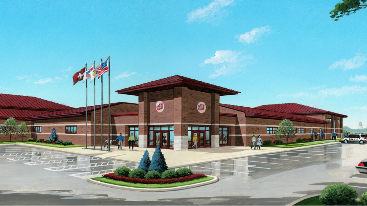 Concept art for Highland’s $7 million public safety building that gives the city police department, firefighters and EMS an updated base of operations.